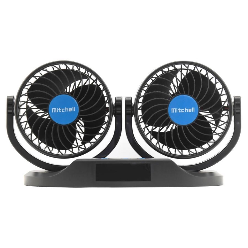 Ventilator za instrumentnu tablu automobila sa termometrom 9W/12V, crni