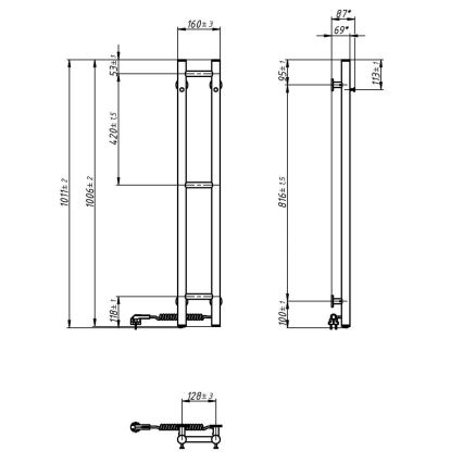 Vertaduro - Električni sušač peškira VEO 46W/230V 100x16 cm IP44 beli desni