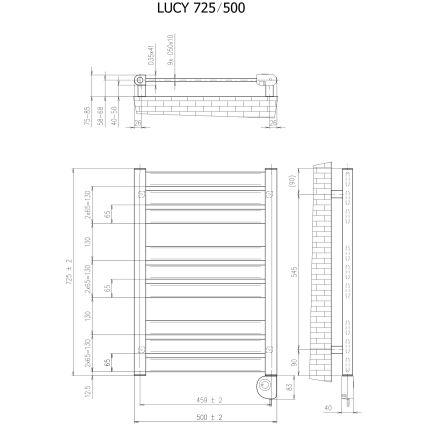 Vertaduro - Kupaonski radijator sa termostatom LUCY 400W 73x50 cm bela