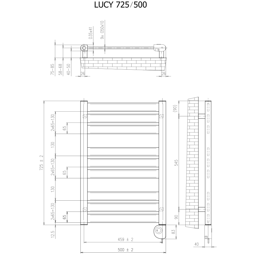 Vertaduro - Kupaonski radijator sa termostatom LUCY 400W 73x50 cm bela
