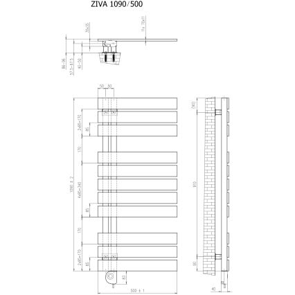 Vertaduro - Kupaonski radijator ZIVA sa termostatom, 500 W, 109 x 50 cm, bela