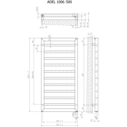 Vertaduro - kupatilski radijator sa termostatom ADEL 400W 100x50 cm bela