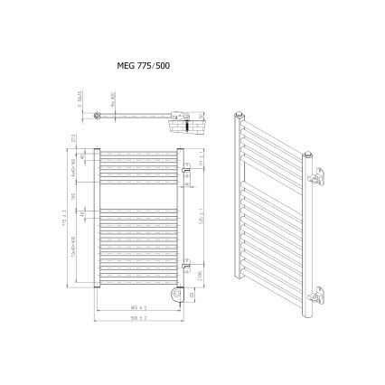 Vertaduro - Kupatilski radijator sa termostatom MEG 400W 78x50 cm beo