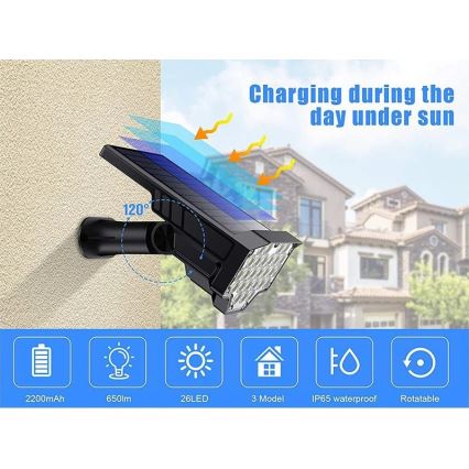 Viking - LED solarna lampa LED/1W/3,7V IP65 6000K 2200 mAh
