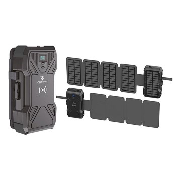 Viking - Power Bank sa LED svetiljkom, bežičnim punjenjem i solarnim panelom Power Delivery 22,5W/30000 mAh