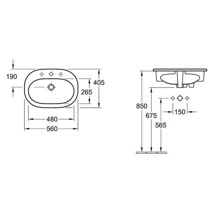 Villeroy & Boch 41615601 - Ugrađeni umivaonik O.NOVO 56x40,5 cm keramika/bela