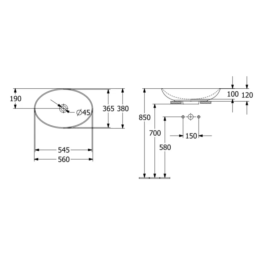 Villeroy & Boch 4A4701R1 - Nadpultni umivaonik LOOP&FRIENDS 56x38 cm keramika/bela