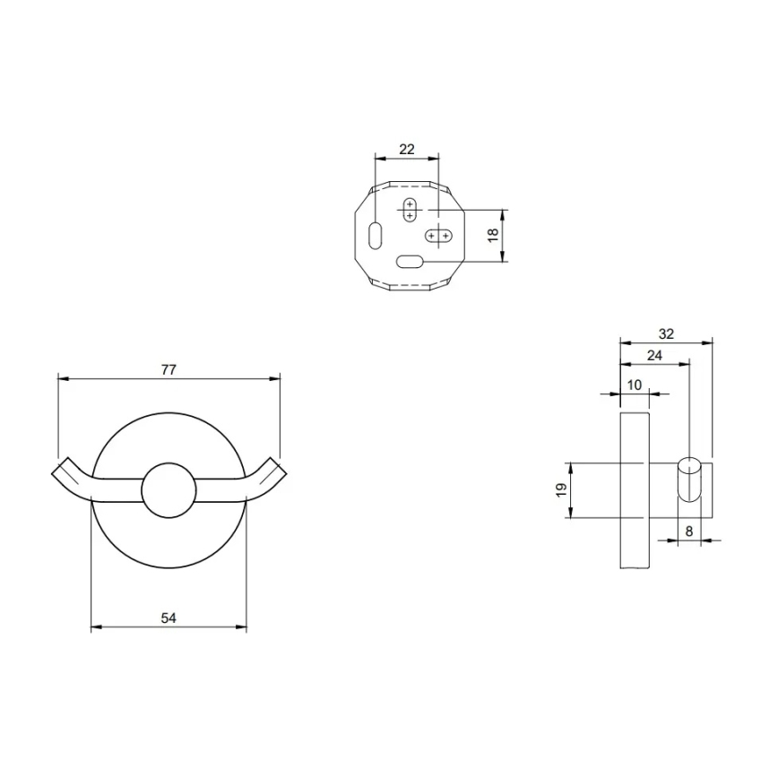 Villeroy & Boch TVA15101200061 - ELEMENTS zidna kuka, sjajni hrom