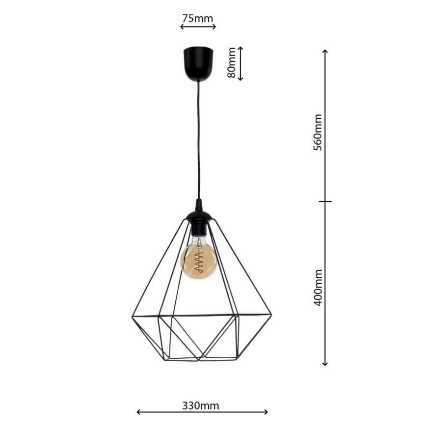 Viseća lampa BASKET 1xE27/60W/230V crna