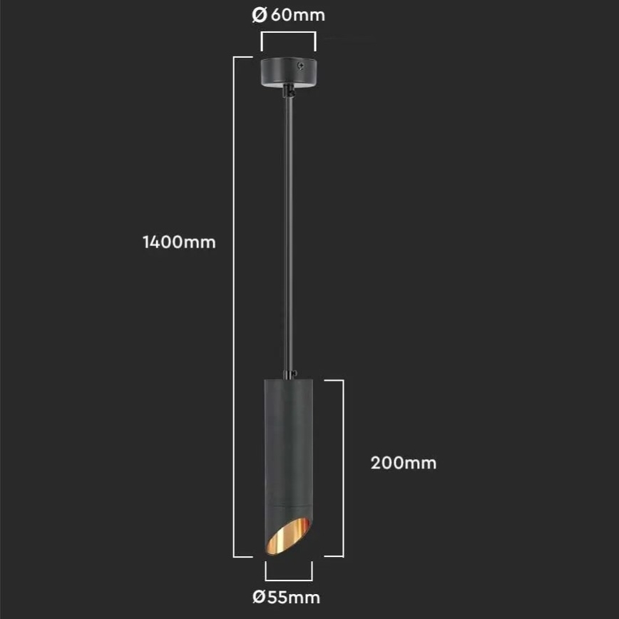 Viseća lampa na kablu 1xGU10/35W/230V 20 cm crna