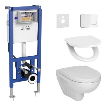 Viseća WC školjka LYRA + WC daska prigušiva LYRA + dugme za ispiranje DUAL + ugradni modul + izolaciona podloga