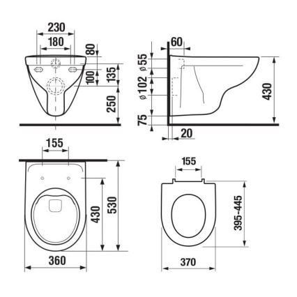 Viseća WC šolja LYRA Rimless + WC daska SoftClose LYRA + dugme za ispiranje DUAL + podžbukni modul + izolaciona podloga
