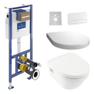Viseća WC šolja ARCHITECTURA + WC daska prigušiva ARCHITECTURA + dugme za ispiranje VICONNECT + podometni modul VICONNECT + izolaciona podloška VICONNECT