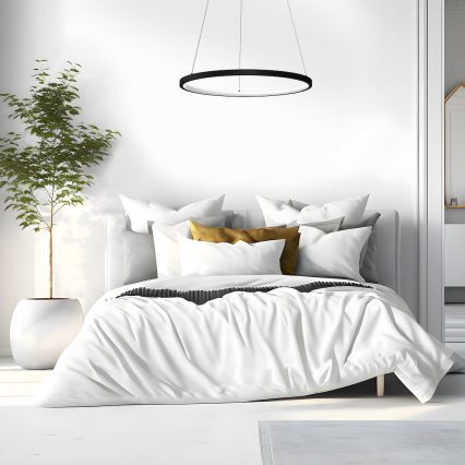 Viseći LED luster na sajli HOOP LED/27W/230V, prečnik 50 cm, 4000K, crne boje