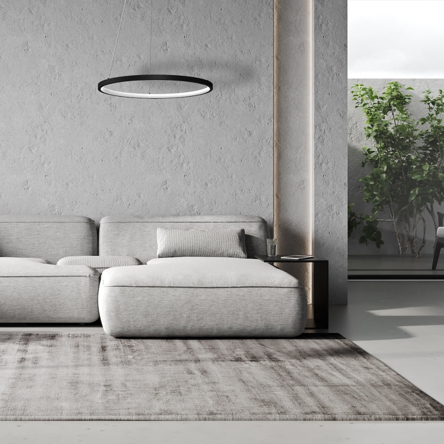 Viseći LED luster na sajli HOOP LED/27W/230V, prečnik 50 cm, 4000K, crne boje