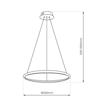 Viseći LED luster na sajli HOOP LED/27W/230V, prečnik 50 cm, 4000K, crne boje