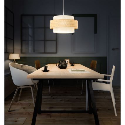 Viseći luster BOHO 1xE27/60W/230V prečnik 40 cm juta/krem