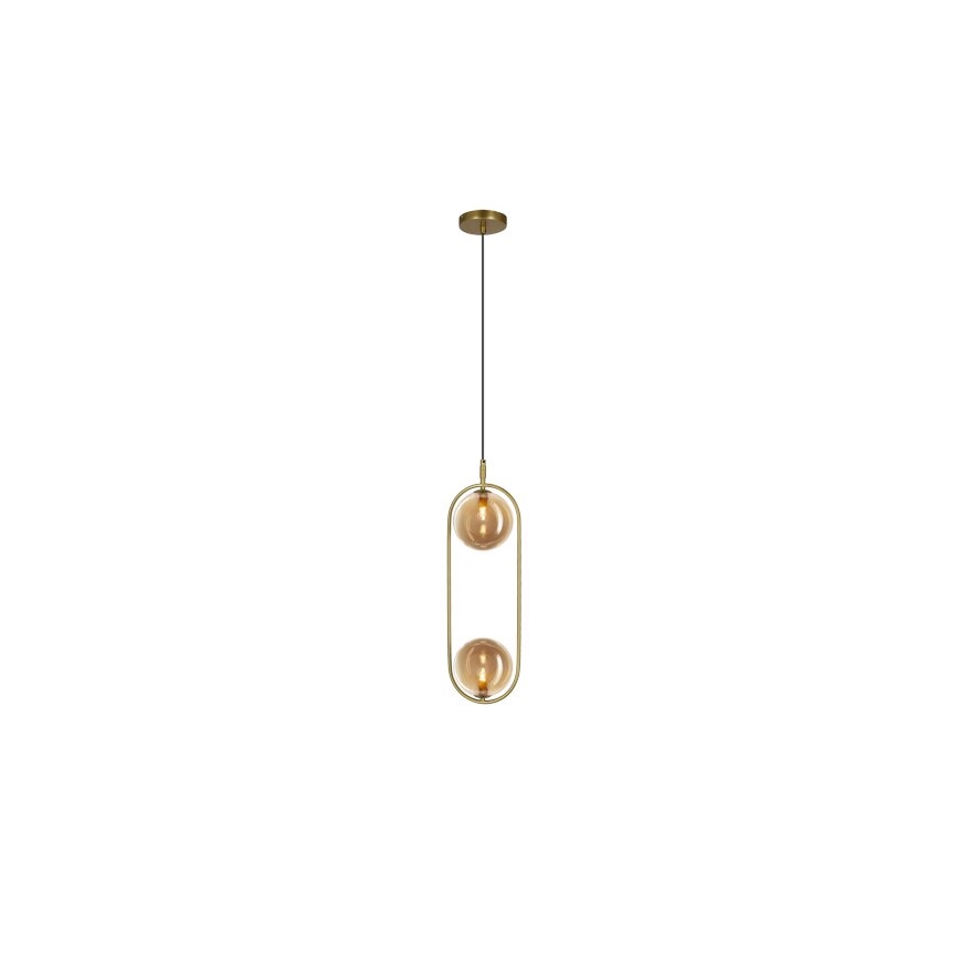Viseći luster CORDEL na sajli, 2xG9/28W/230V, mesing/dimno bež