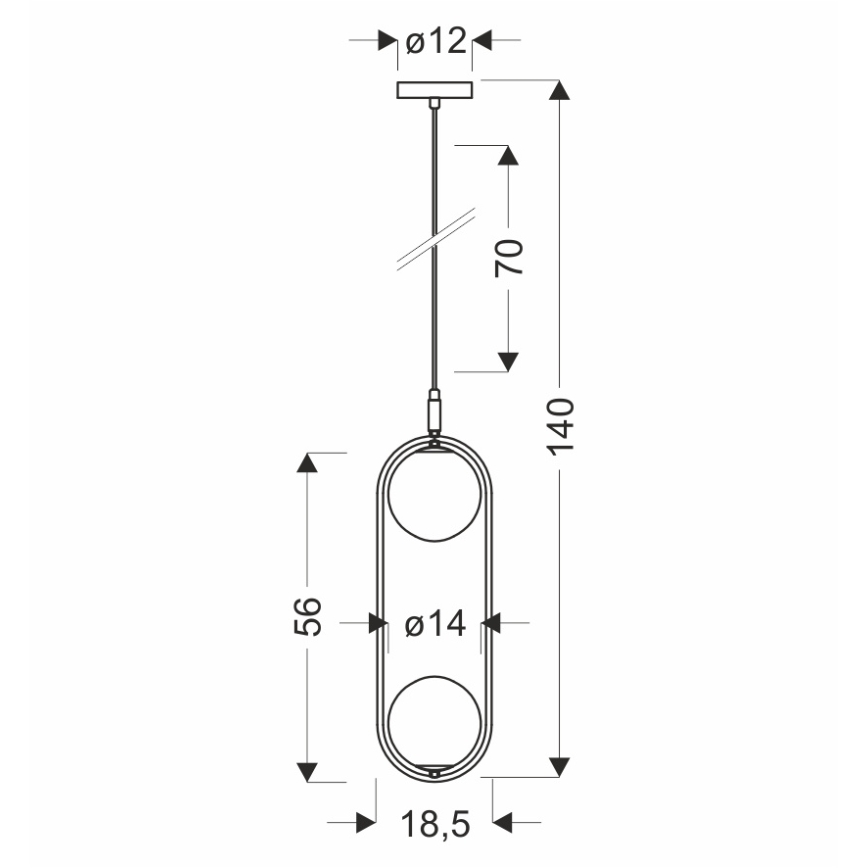 Viseći luster CORDEL na sajli, 2xG9/28W/230V, mesing/dimno bež