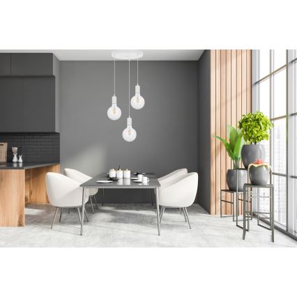 Viseći luster MIROS na sajli 3xE27/60W/230V, okrugao, beo