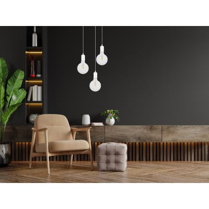 Viseći luster MIROS na sajli 3xE27/60W/230V, okrugao, beo