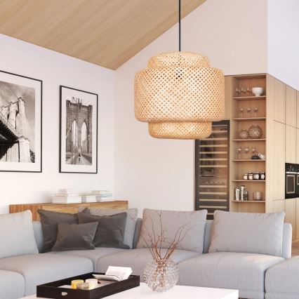 Viseći luster na lanku BERTA 1xE27/20W/230V pr. 50 cm bambus