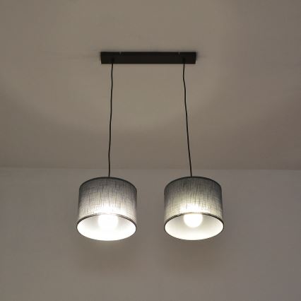 Viseći luster na sajli ALBA 2xE27/15W/230V siva
