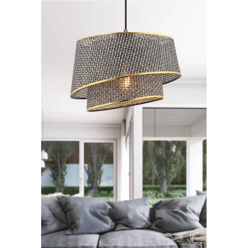 Viseći luster na sajli BARETTE 1xE27/60W/230V siva/zlatna