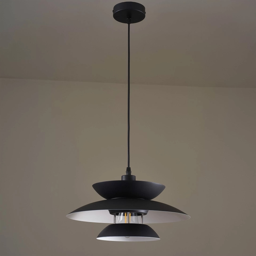 Viseći luster na sajli BERIT 1xE27/20W/230V, crna