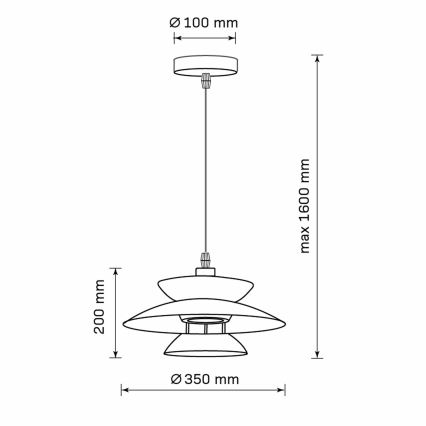 Viseći luster na sajli BERIT 1xE27/20W/230V, crna