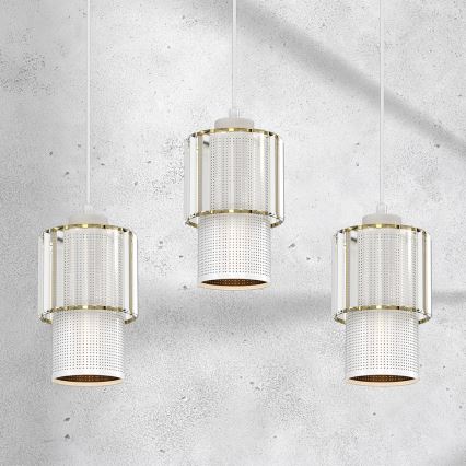 Viseći luster na sajli BLANCO 3xE27/60W/230V bela