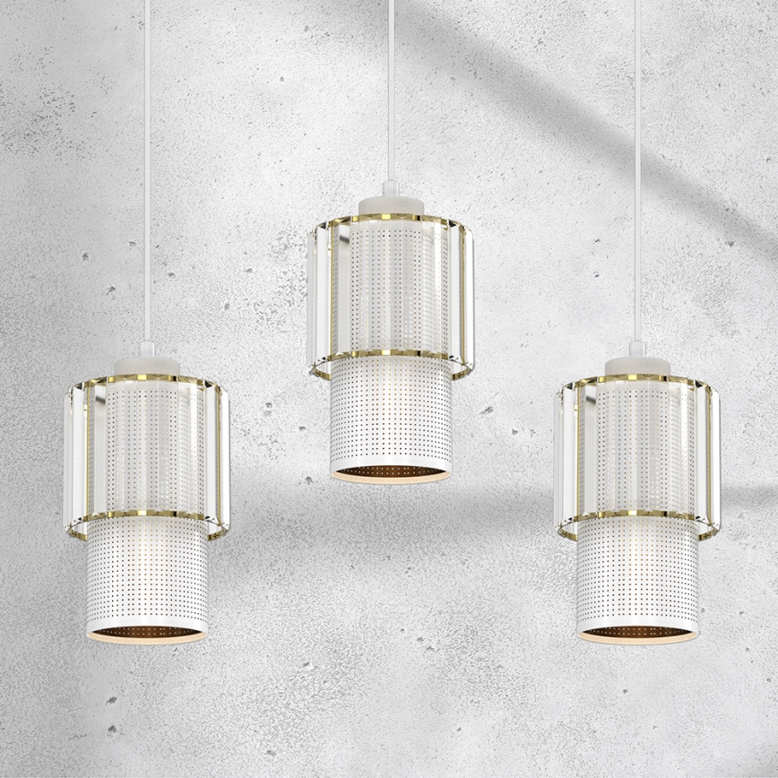 Viseći luster na sajli BLANCO 3xE27/60W/230V bela