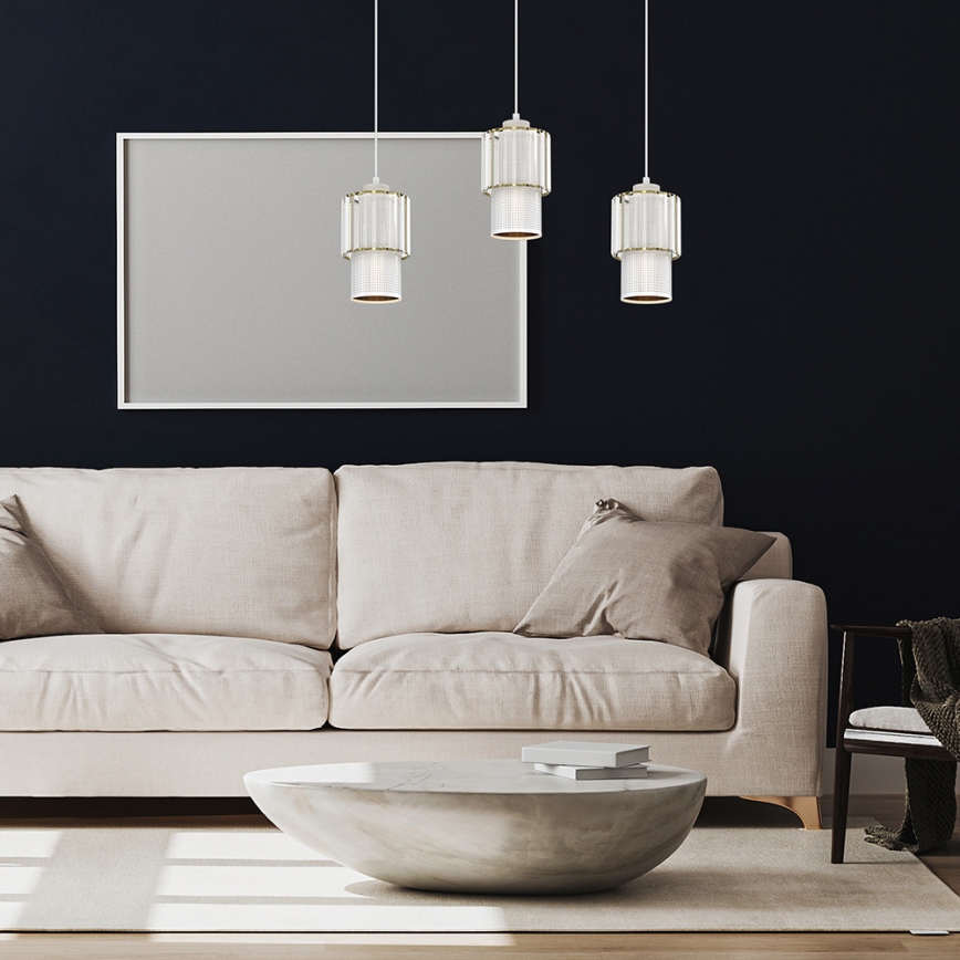 Viseći luster na sajli BLANCO 3xE27/60W/230V bela