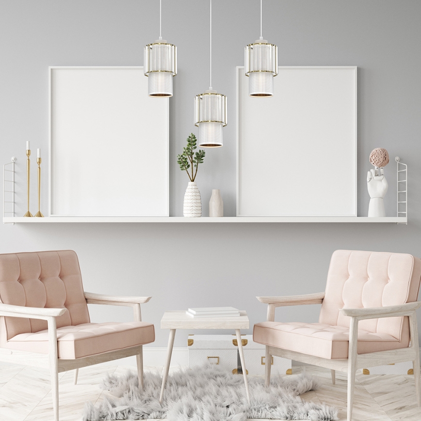 Viseći luster na sajli BLANCO 3xE27/60W/230V bela