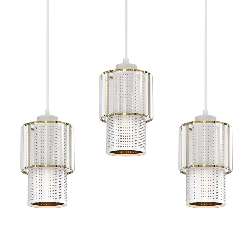 Viseći luster na sajli BLANCO 3xE27/60W/230V bela