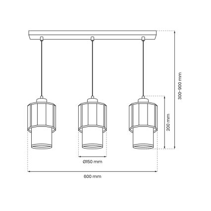Viseći luster na sajli BLANCO 3xE27/60W/230V bela