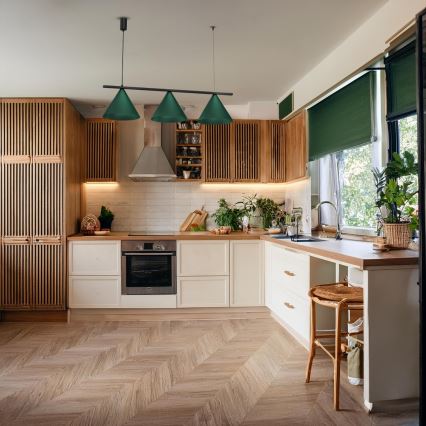 Viseći luster na sajli CAPITAL 3xGX53/15W/230V u zelenoj boji