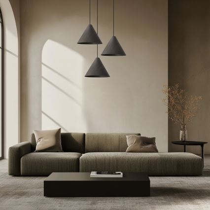 Viseći luster na sajli CONO 1xE27/40W/230V ebenov furnir