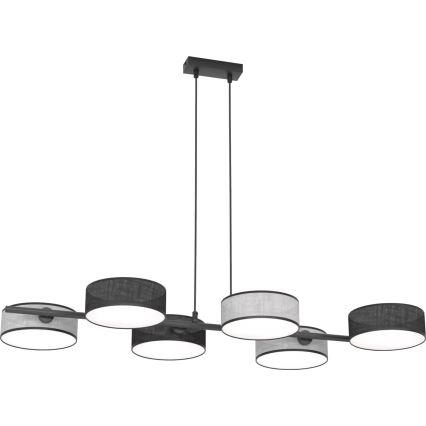 Viseći luster na sajli DRUMZ 6xE14/10W/230V crna/siva