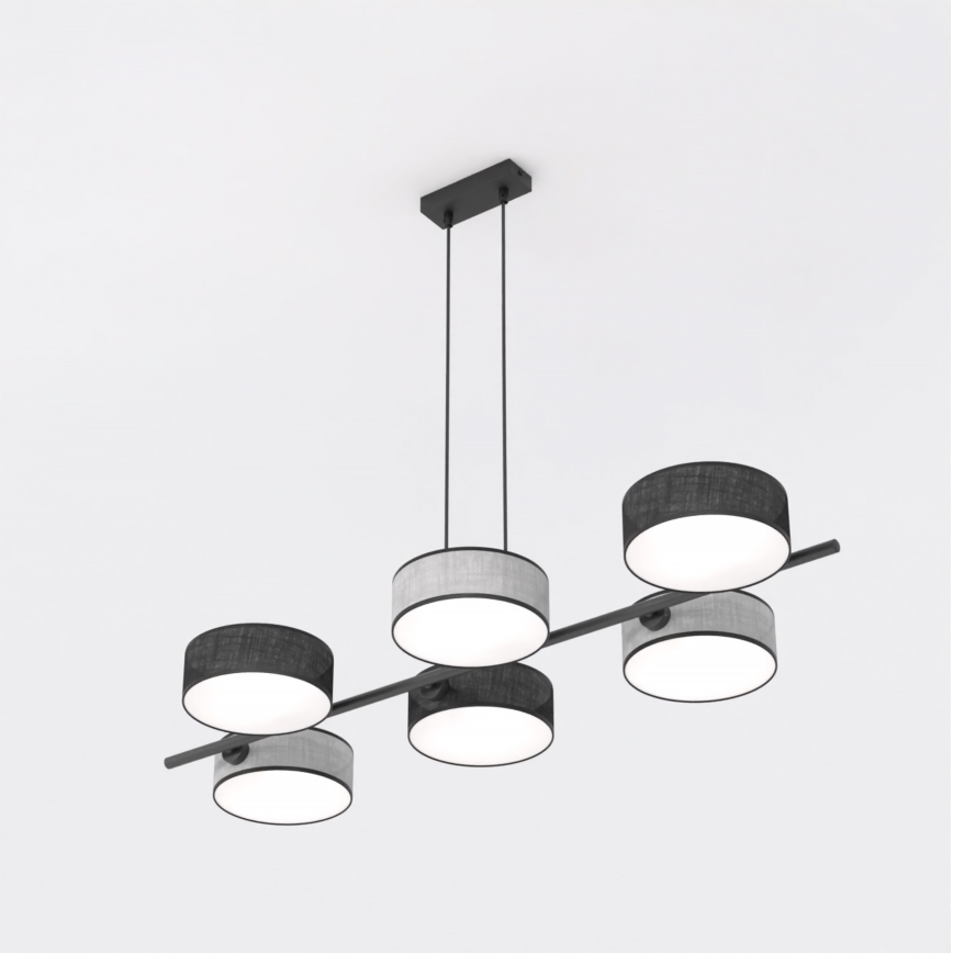 Viseći luster na sajli DRUMZ 6xE14/10W/230V crna/siva