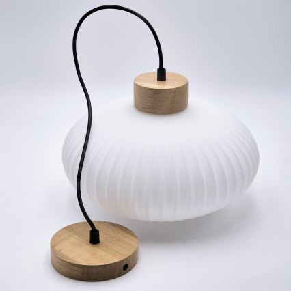 Viseći luster na sajli HARMONY 1xE27/15W/230V, prečnik 30 cm, bela/hrast