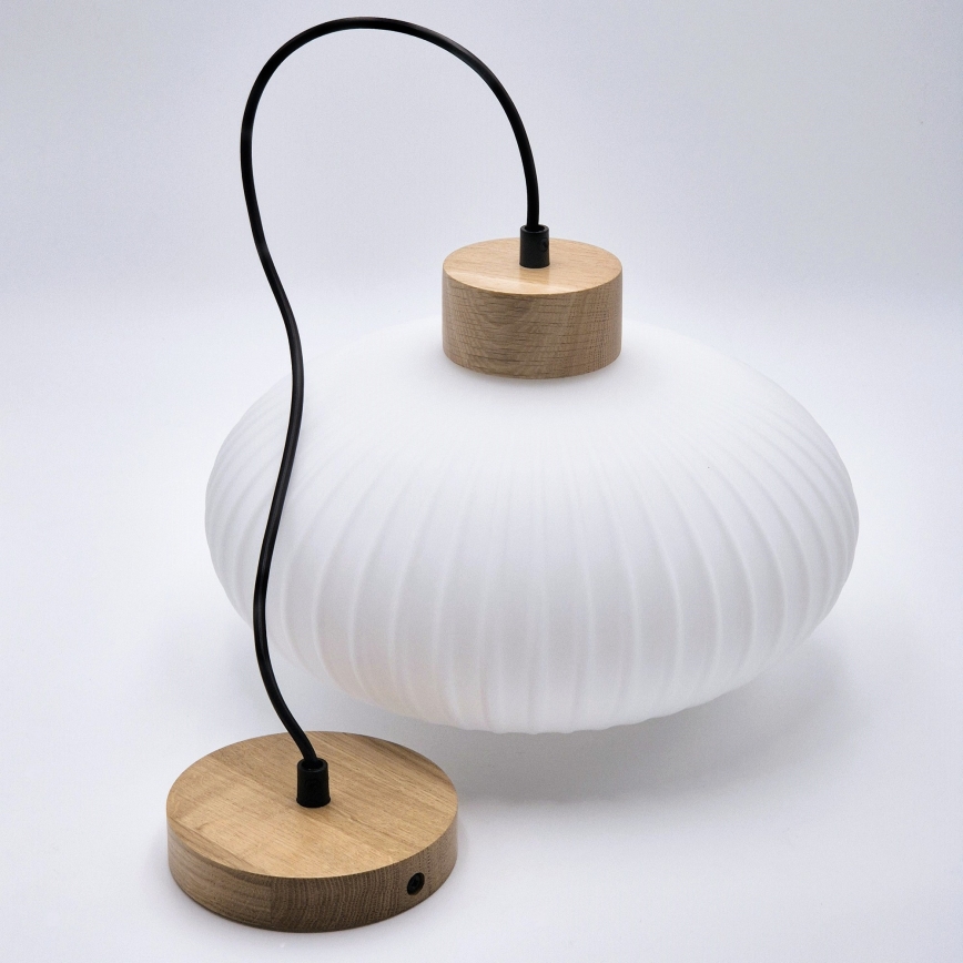 Viseći luster na sajli HARMONY 1xE27/15W/230V, prečnik 30 cm, bela/hrast
