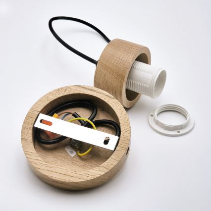 Viseći luster na sajli HARMONY 1xE27/15W/230V, prečnik 30 cm, bela/hrast