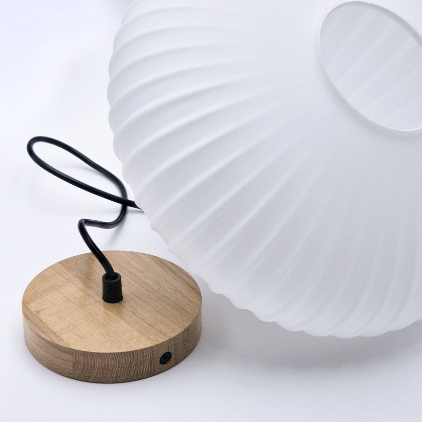 Viseći luster na sajli HARMONY 1xE27/15W/230V, prečnik 30 cm, bela/hrast