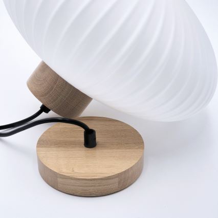 Viseći luster na sajli HARMONY 1xE27/15W/230V, prečnik 30 cm, bela/hrast