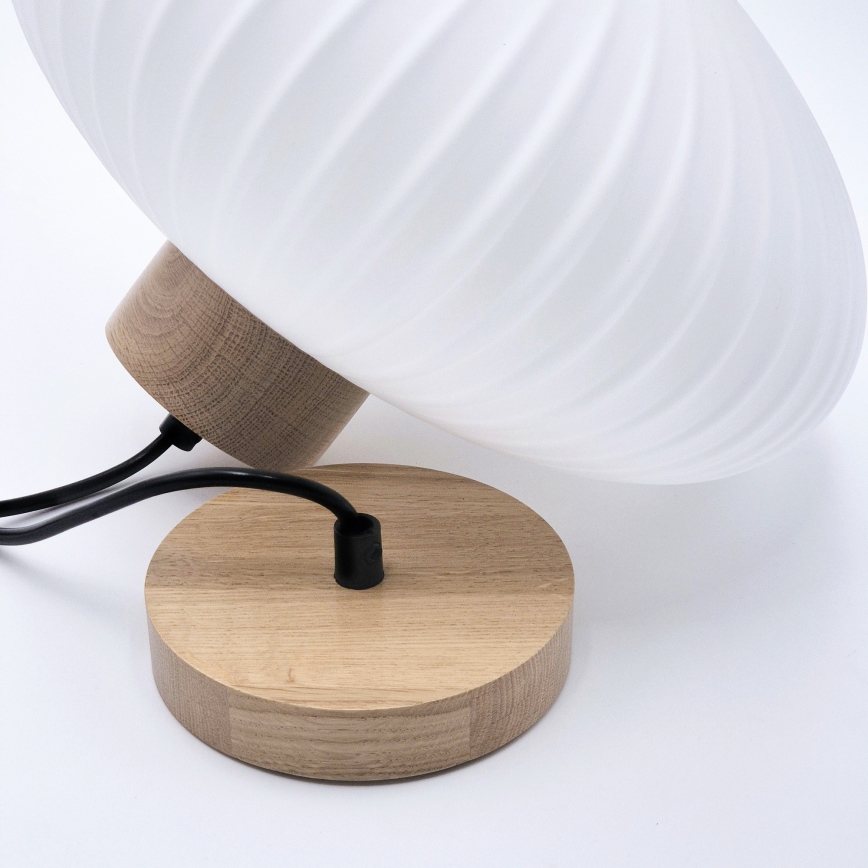 Viseći luster na sajli HARMONY 1xE27/15W/230V, prečnik 30 cm, bela/hrast