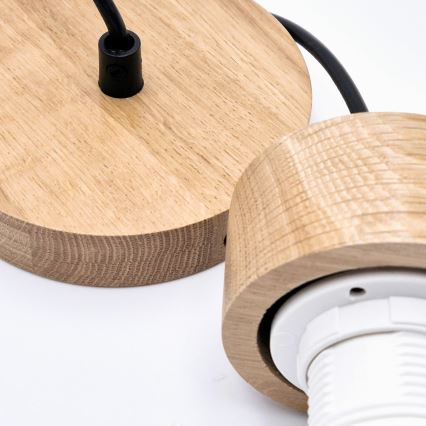 Viseći luster na sajli HARMONY 1xE27/15W/230V, prečnik 30 cm, bela/hrast