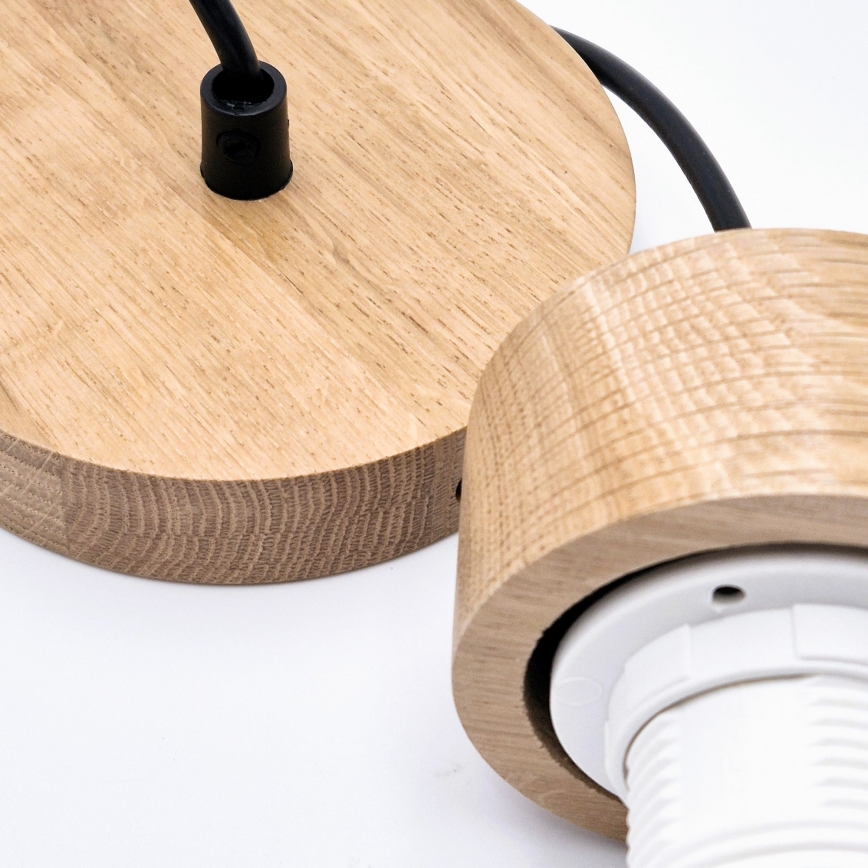 Viseći luster na sajli HARMONY 1xE27/15W/230V, prečnik 30 cm, bela/hrast