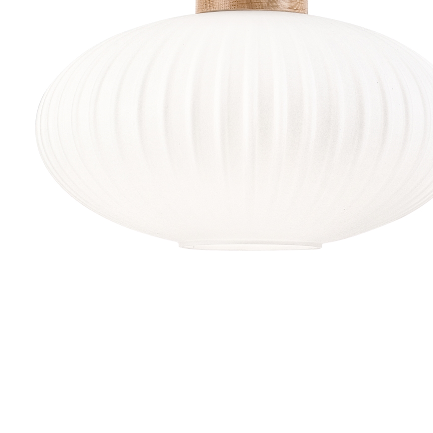 Viseći luster na sajli HARMONY 1xE27/15W/230V, prečnik 30 cm, bela/hrast