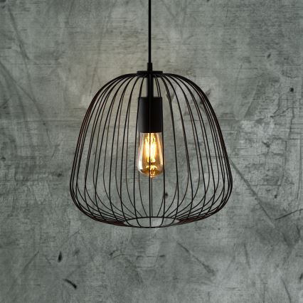 Viseći luster OVELLA na kablu 1xE27/15W/230V, prečnik 36 cm, crne boje